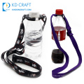 Wholesale sublimation printed polyester pink wine glass holder neck strap custom screen printed lanyards with safety breakaway